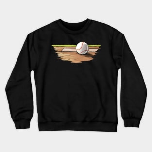 A Baseball Lies On The Field At The Base Crewneck Sweatshirt